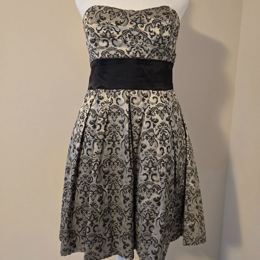 Speechless Black and Gold Strapless Dress